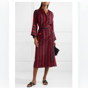 Joseph silk  Vertical Striped  Shirtdress midi dress red navy royal princess